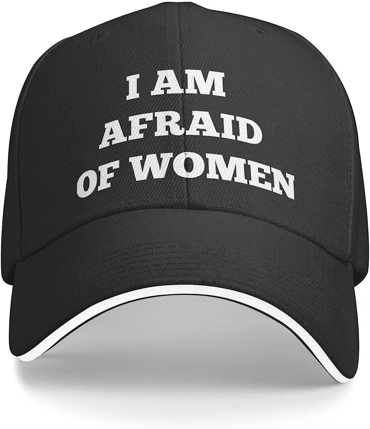 Loujin Unisex Black Baseball Cap Hat I Am Afraid Of Women Cap For Men Dad Hats Cool Hat