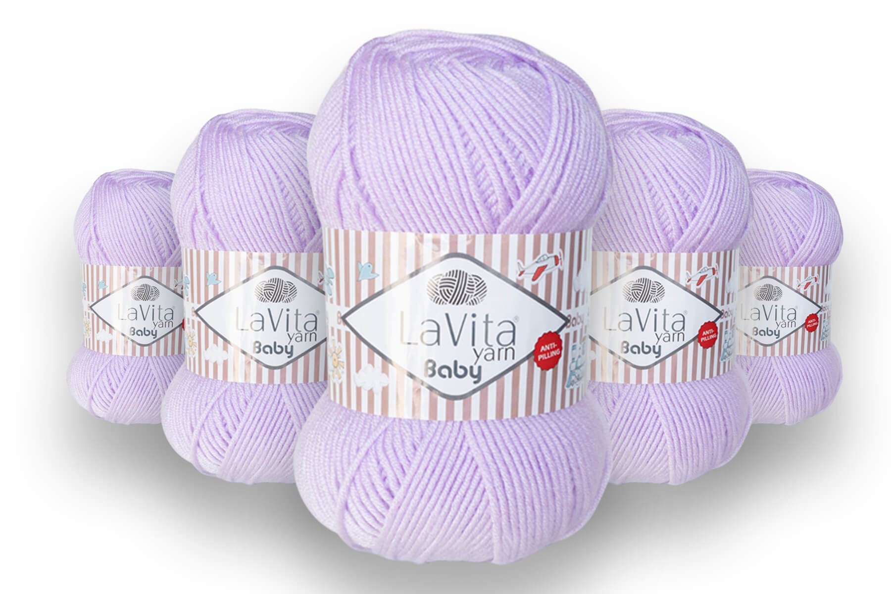 LaVita YarnBaby Hand Knitting Yarn 5-Pieces Pack Best Uni Anti-Pilling 100% Micro Acrylic, 1 Ball 100 g, 250 mt (5119)