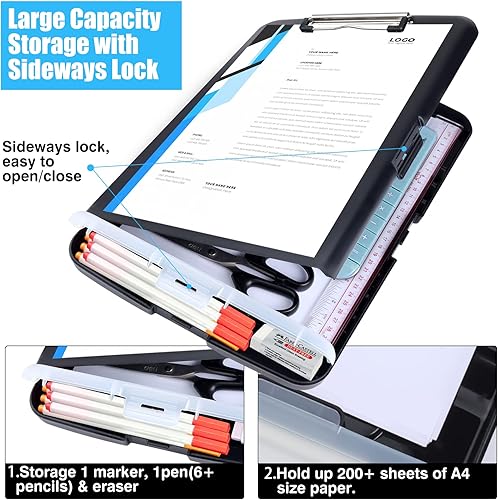 Miniatura 3 de TFDLCG zm - Portapapeles con almacenamiento resistente, tableros de clip TFDLCG zm de 8.5 x 11 pulgadas con soporte para bolígrafos, estuche de