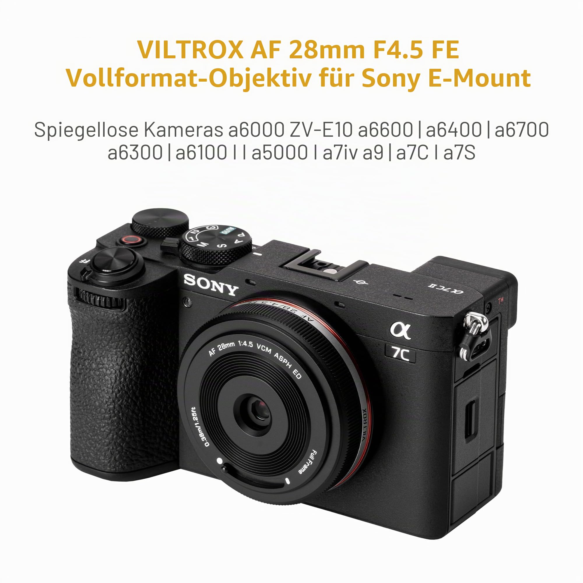 VILTROX AF 28mm F4.5 Pancake Objektiv für Sony E-Mount Vollformat, Autofokus Weitwinkel Festbrennweite, Kompaktes Leichtes Kameraobjektiv für Sony Alpha A7 A7III A7IV A7R A7RV A7C A1 FX3