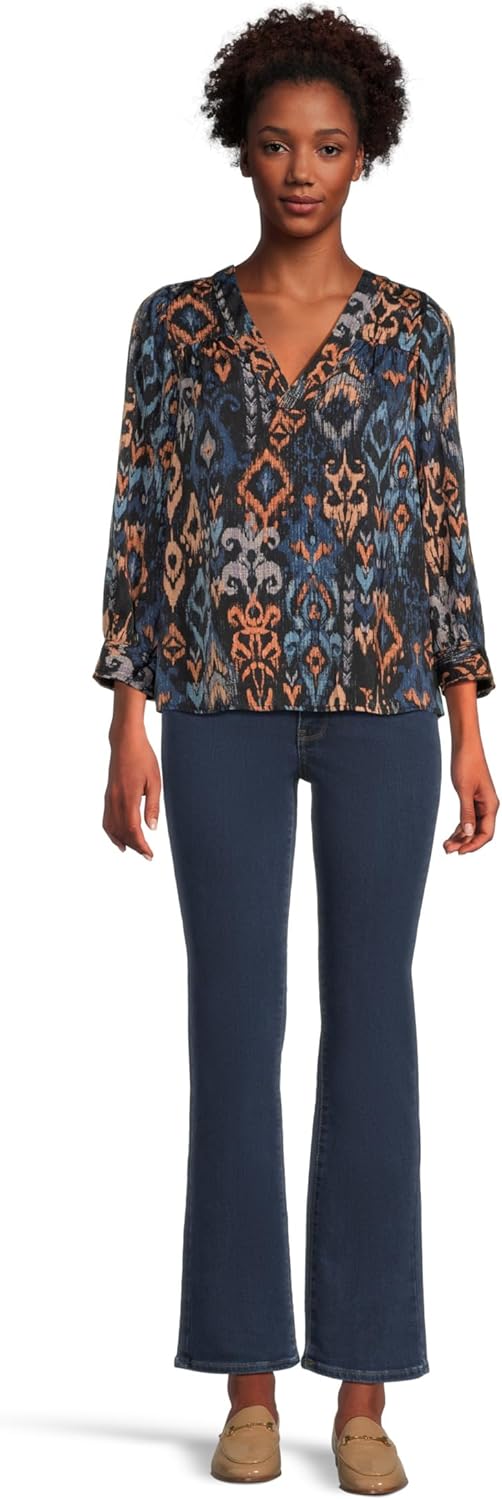 Liverpool Womens 3/4 Sleeve V-Neck Popover Woven Blouse - Image 5