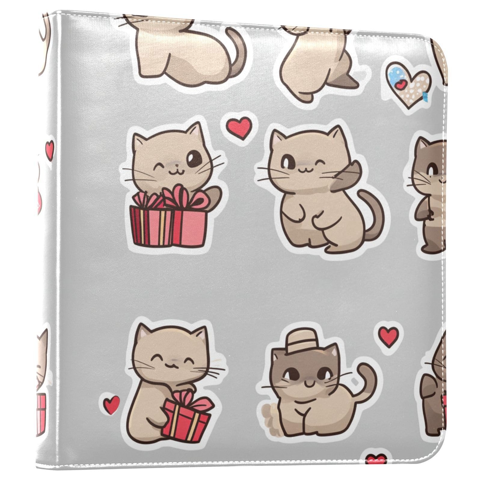 Álbum de fotos para fotos de todos los tamaños, para fotos de San Valentín, gatos birmanos, páginas autoadhesivas grises, fotos de 4 x 6, 5 x 7, 6 x 8 pulgadas