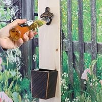 Vista 3 de Abridor de botellas de cerveza de hierro fundido de estilo antiguo Abridor de tapa de botella montado en la pared Oro envejecido (3 PCS)