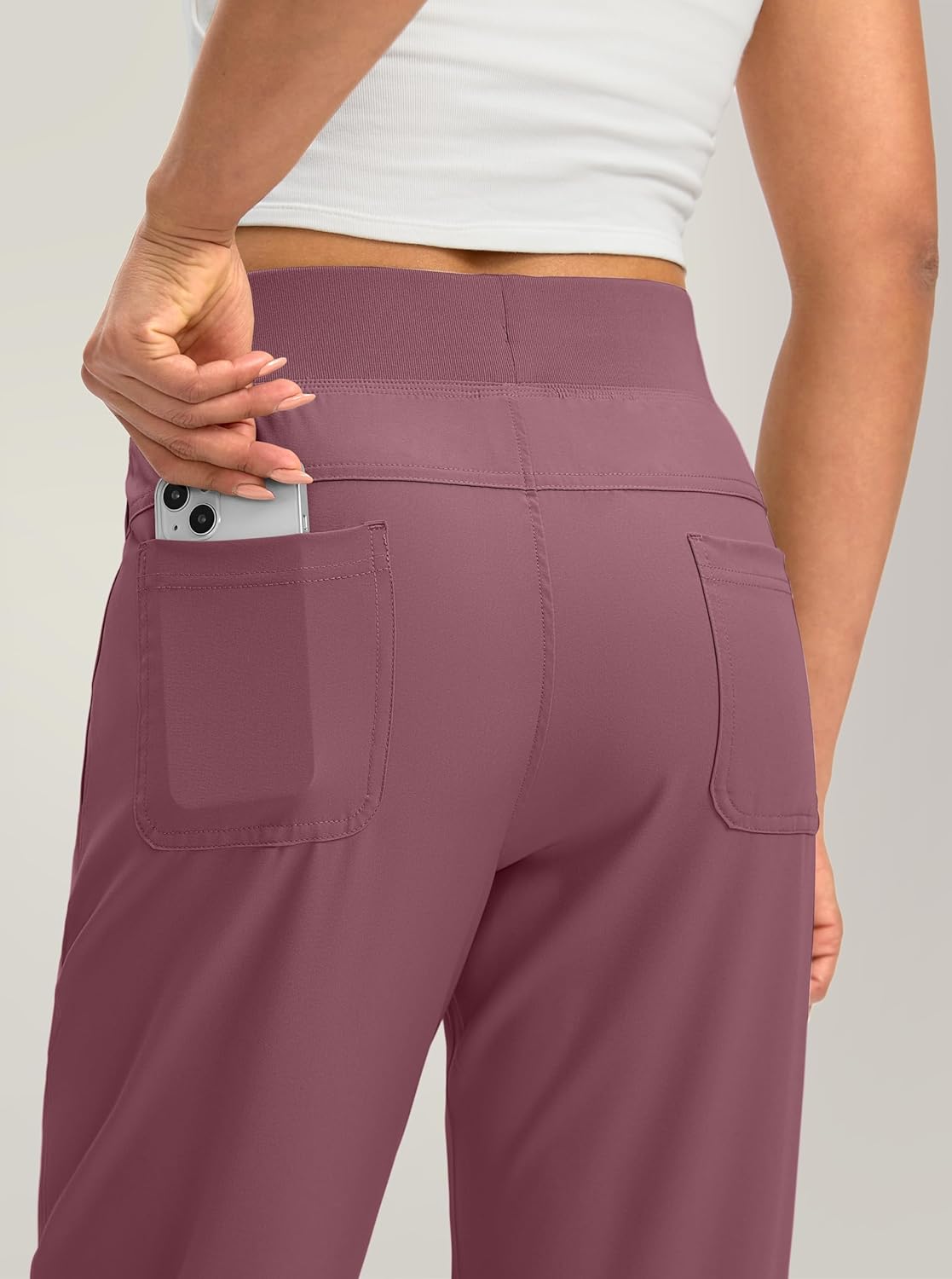 Soothfeel Women's Joggers with Zipper Pockets Lightweight Running Gym Travel Casual Workout Athletic Joggers Pants for Women Dark Pink - Image 5