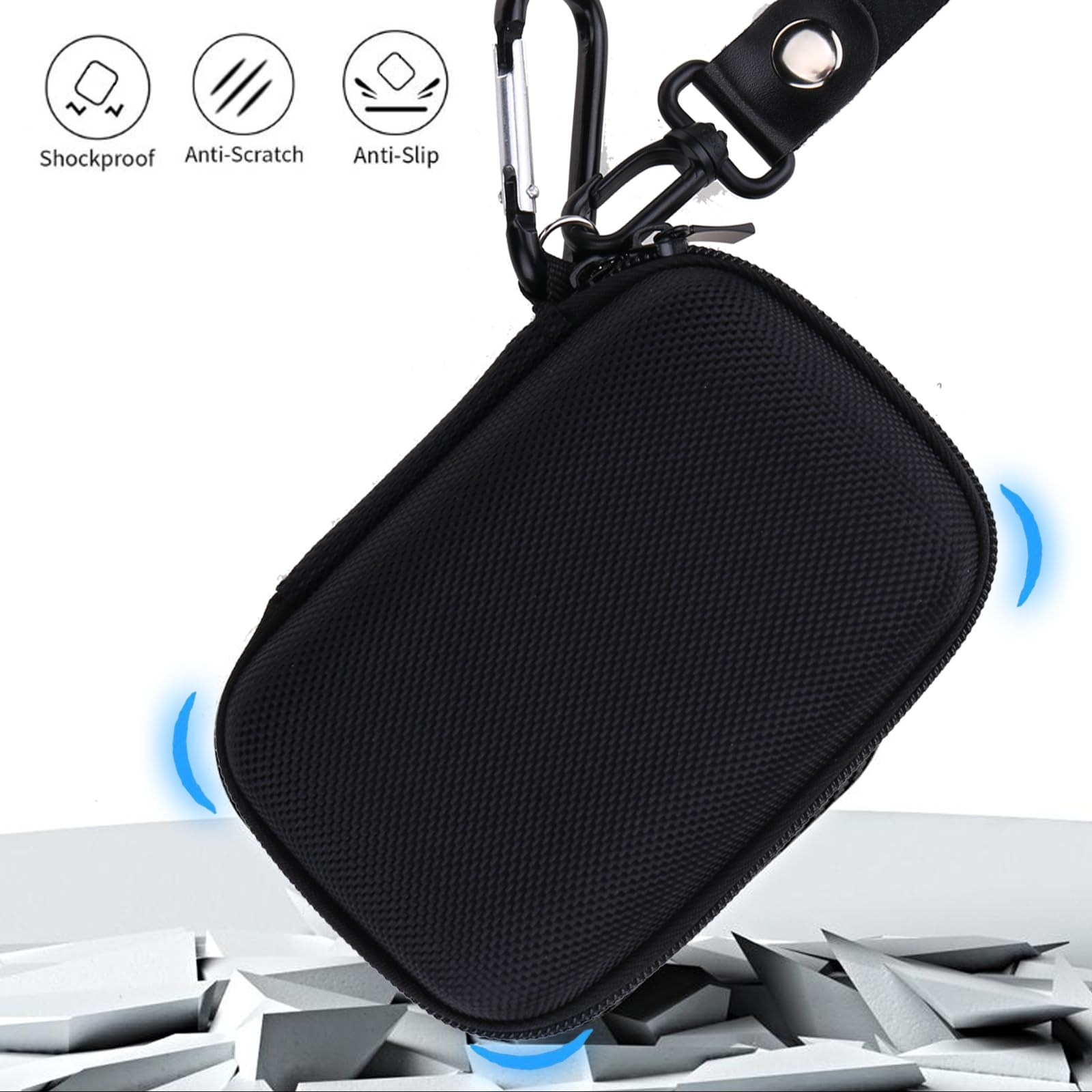 EBOAUSI Portable Protection Hard EVA Case for Digital Voice Recorder, Magsafe Battery Pack, iPod, GPS, Memory Cards - Waterproof, Dustproof, Zipper Closure - Black
