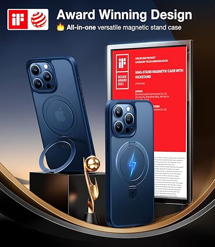 Vista 99 de TORRAS Funda Ostand ultra magnética para iPhone 15 Pro [compatible con MagSafe] [soporte resistente y soporte de anillo] grado mil, a prueba