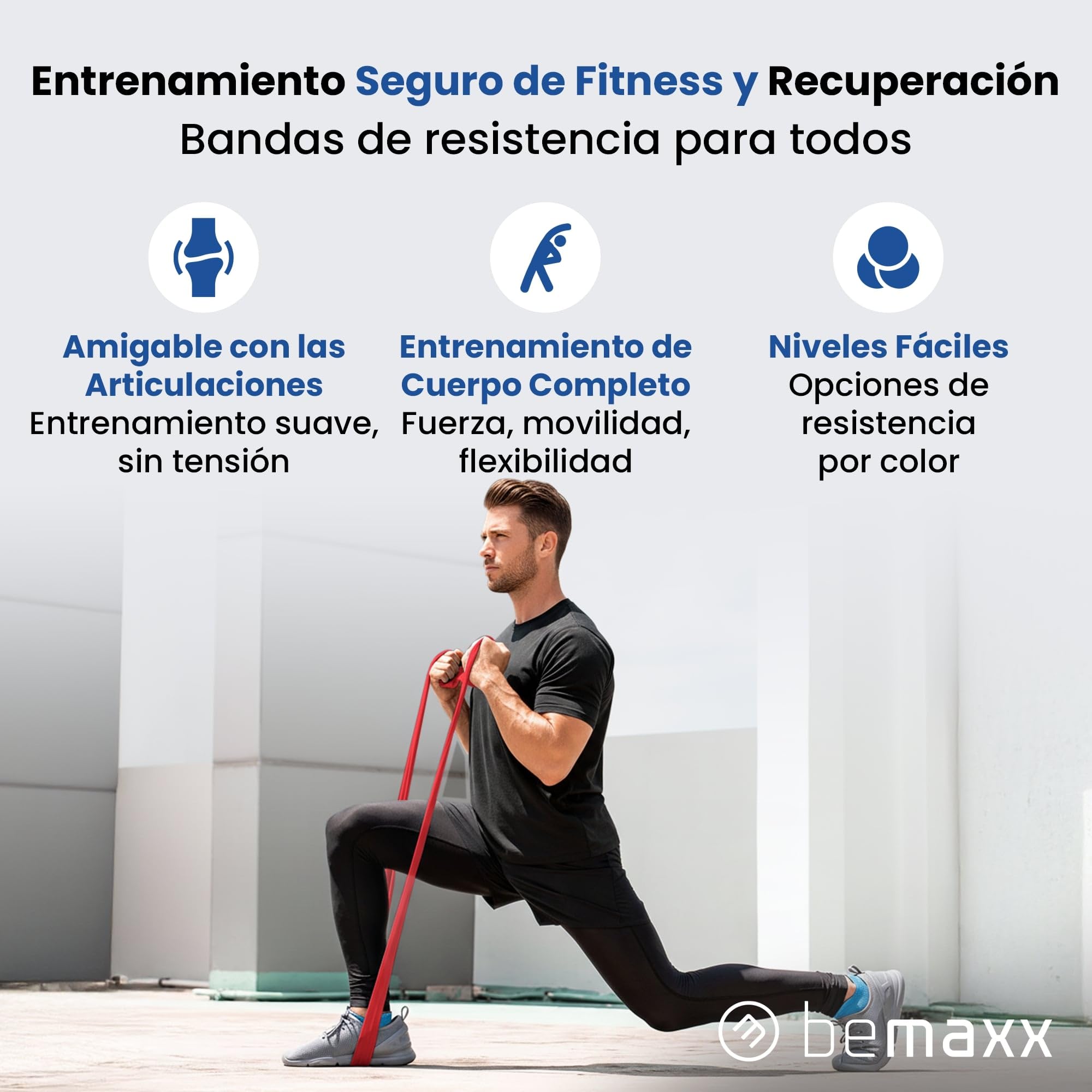 Bandas Elásticas Set de 3 Resistencias/Cintas Extra Largas 2m + eBook Guía de Ejercicios | Mini Fitness Bands Kit | Látex Natural Gomas Gimnasia Pilates Glúteos Boxeo