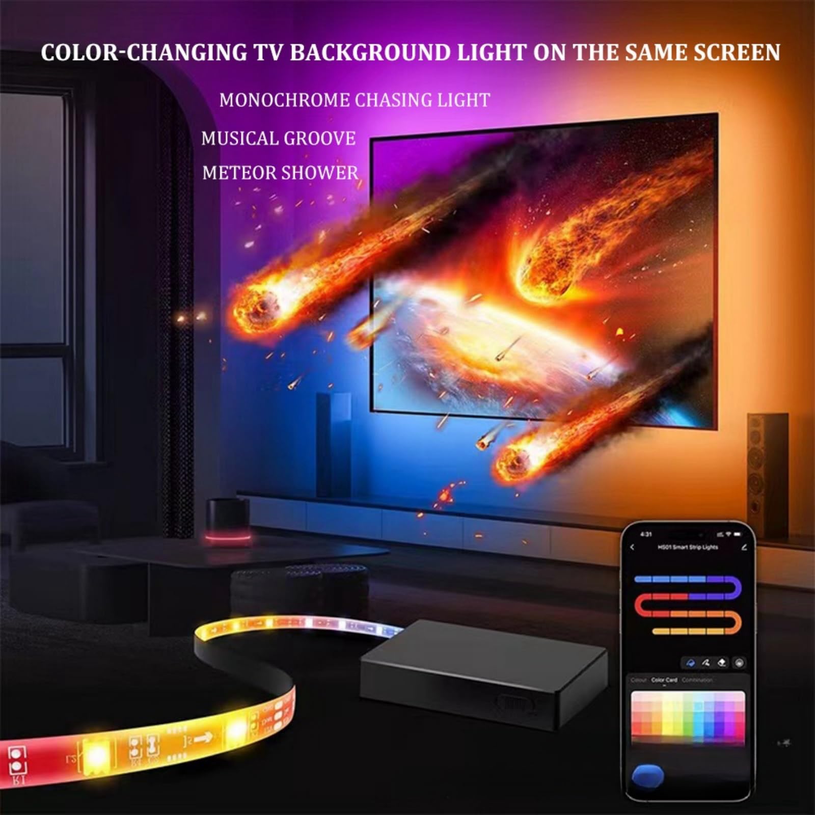 Bande Lumineuse À Leds Pour TV Synchronisée Bande Lumineuse D'arrière-plan Pour TV Sync Bande Lumineuse De Streaming Pour TV Bande Lumineuse À Leds Pour TV Gaming Graffiti APP Bande Lumineuse