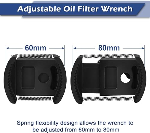 Miniatura 3 de Keenso Llave de filtro de aceite ajustable de 2.362 in-3.150 in, herramienta de extracción de filtro de aceite universal para automóvil con 2