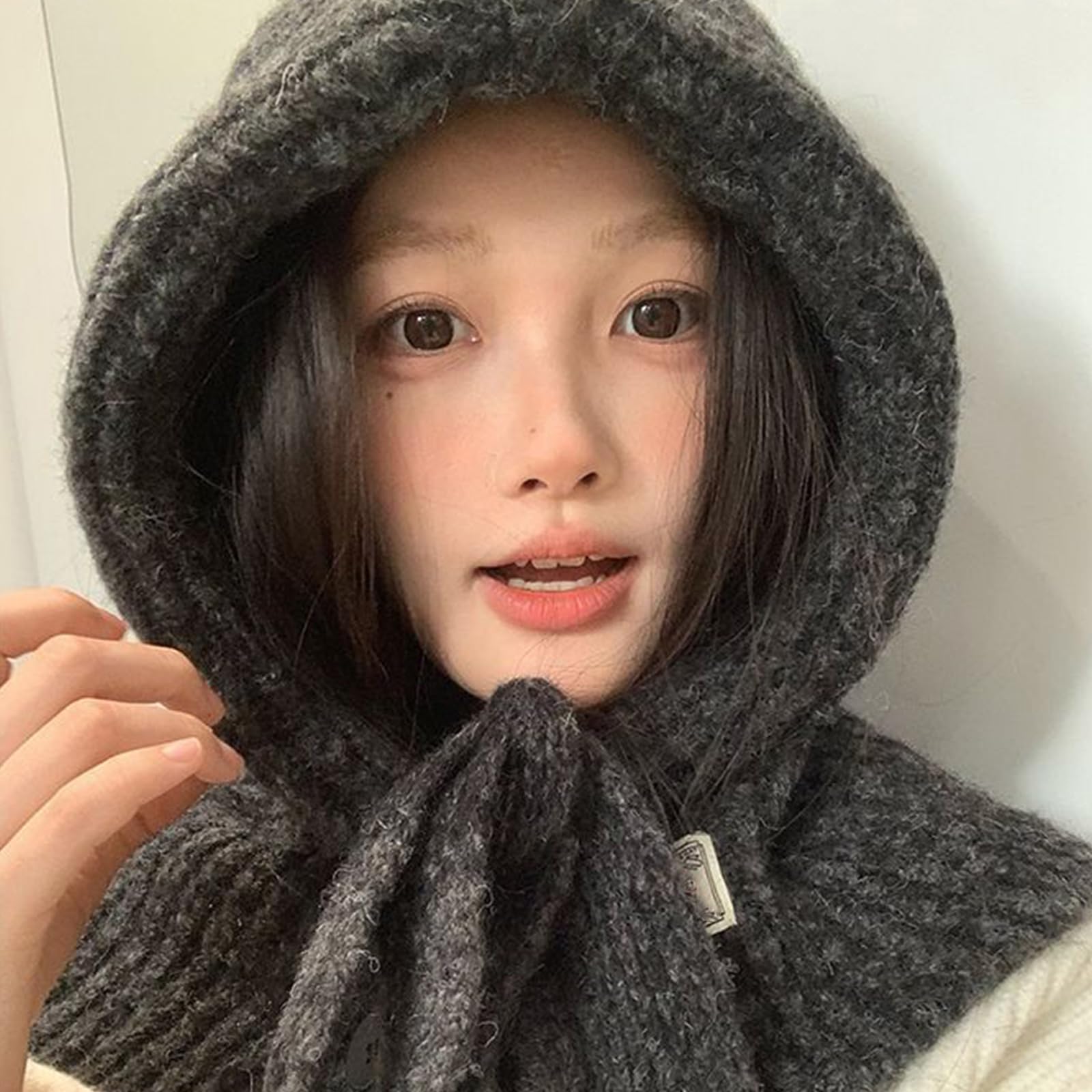 Popolare Stili Coreani Copricapo Cappuccio Cappello Con Protezioni Collo Morbida Lana Miscela Sciarpa Per Il Freddo Essenziale Freddo Scaldacollo