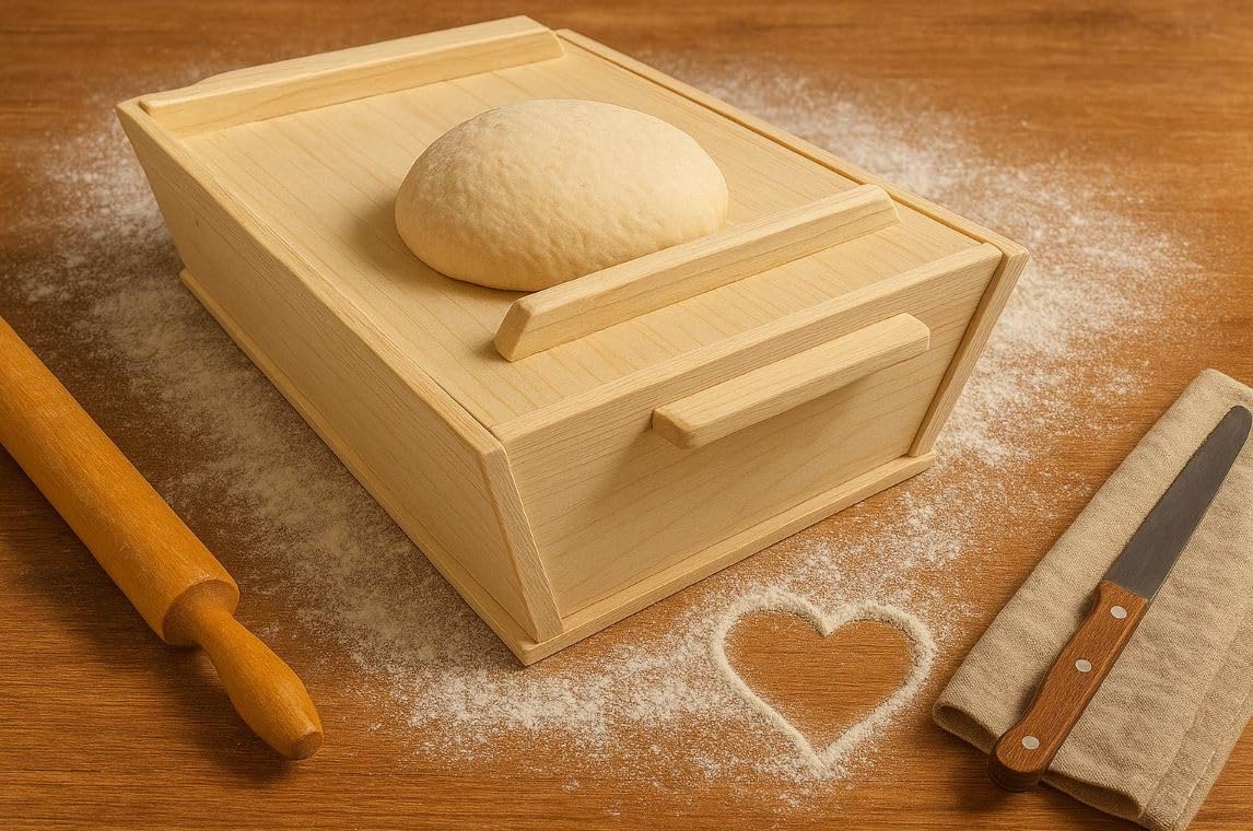 Madia Maddia maidda siciliana in legno lamellare 50x40x20 per impasto manuale pizza napoletana contenitore cassetta cassa vaschetta porta impasto lievitazione vasca con coperchio asse pasta