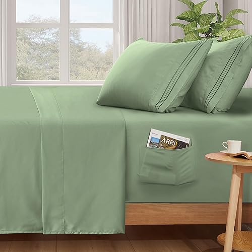 Miniatura 8 de SiinvdaBZX Juego de sábanas de bolsillo extra profundo tamaño King, se adapta a colchones de hasta 24 pulgadas de grosor, 4 piezas de bolsillo