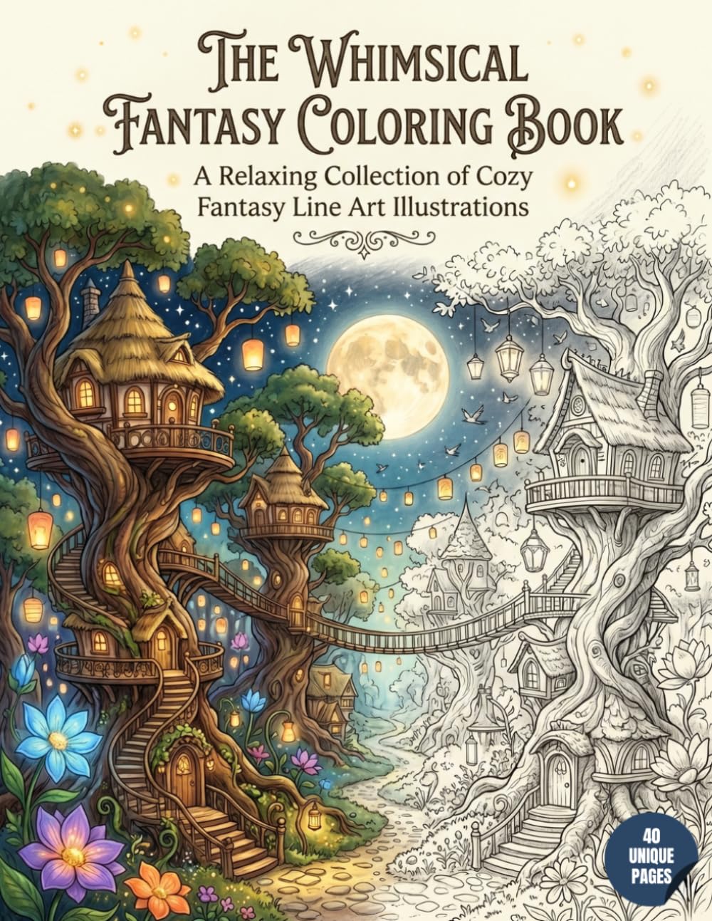 The Whimsical Fantasy Coloring Book: A Relaxing Collection of Cozy Fantasy Line Art Illustrations