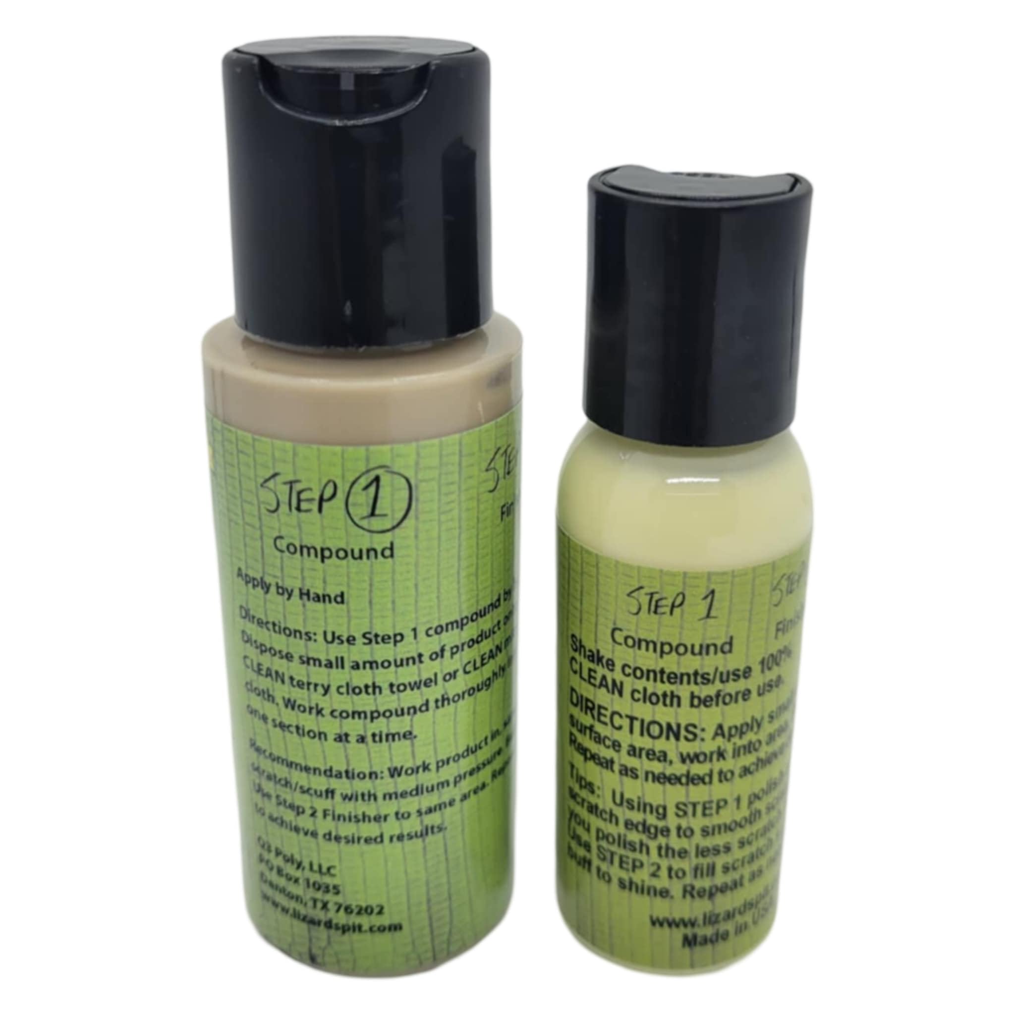 Lizard Spit's Scratch & Scuff Remover System, 2 Step Process, 2 oz and 1 oz Bottles