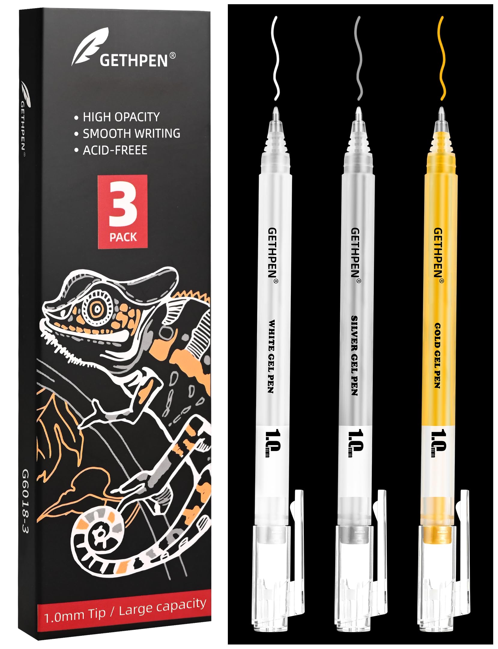 3 Colors Gel Pen Set White Gold Silver 1 0mm Fine Point Gel Ink Pens for Artists Black