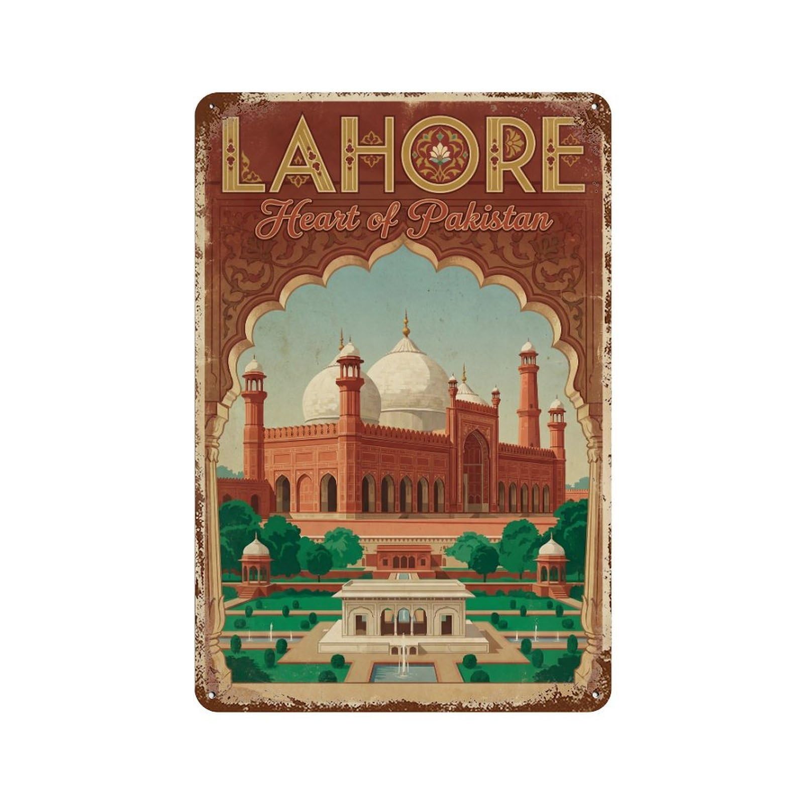 Metal Tin Sign Vintage Travel Pakistan Lahore