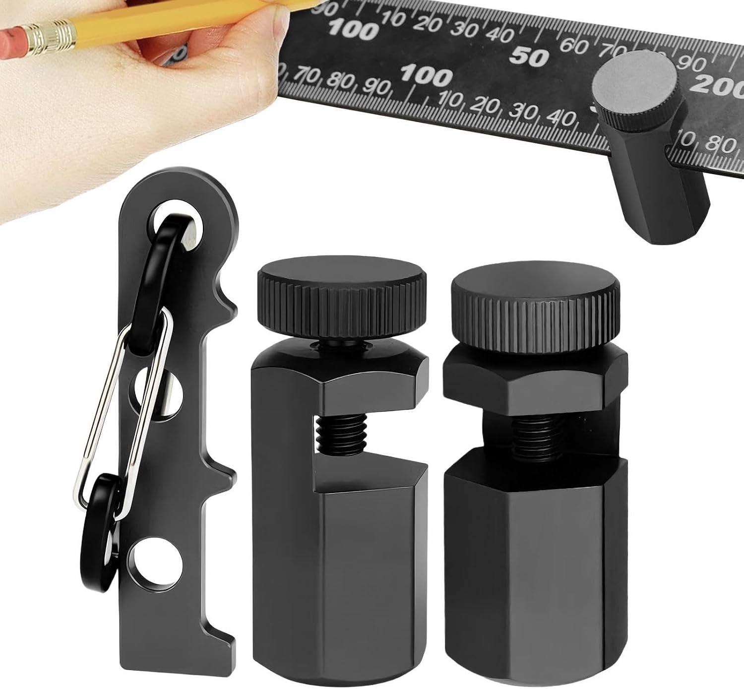 Framing Square Gauge Precision Spacing Lock Tool with Holder and Carabiner | Circular Saw Guide Square for Men Husband Dad Grandpa