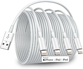 4-Pack[Apple MFi Certified] iPhone Charger Cord 6ft Long,USB to Lightning Cable,Apple USB 2.4A Fast Charging Cord for iPhone 14/13/12/11 Pro/11/XS MAX/XR/8/7/6s Plus,iPad Pro/Air/Mini,iPod Touch