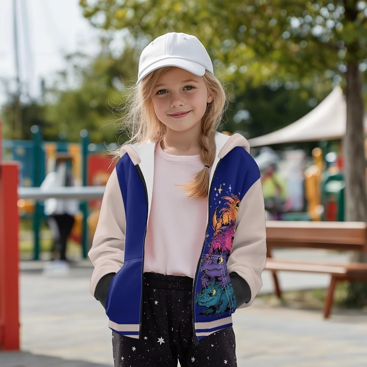 Cute Hooded Sweatshirt Full Zip-Up Fleece Hoodie Soft Long Sleeve Sweatshirts Jackets for Boys Girls