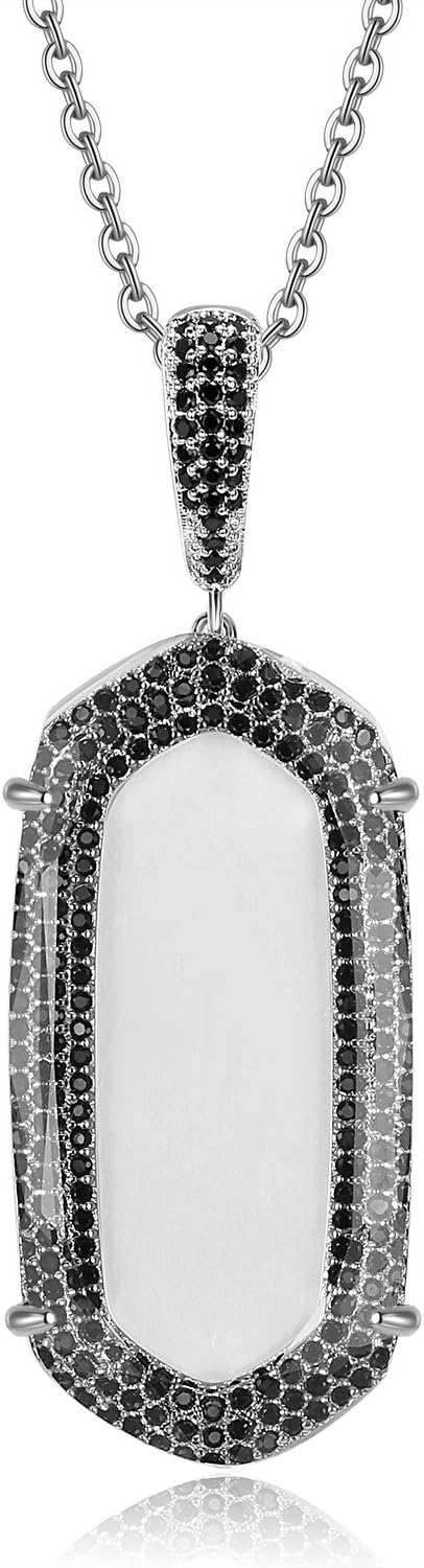 Natalie Mills 18ct Gold Plated Ladies Pendant, Necklace. Clear Crystal and Black CZ Womens Jewelry. (Maya) Latest Trend