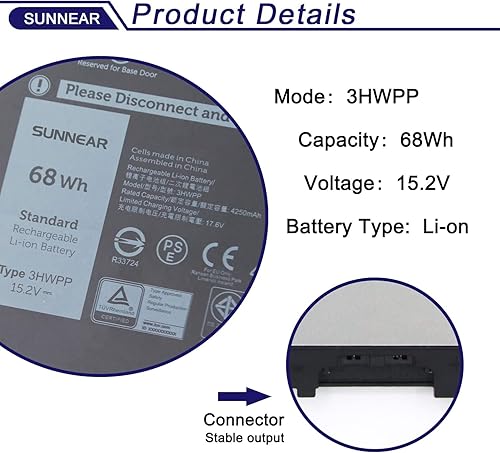 Miniatura 2 de 3HWPP - Batería de repuesto para laptop Dell Latitude 5401 5410 5411 5501 5510 5511 Precision 3541 3551 Series Notebook 03HWPP 10X1J N2NLL 1VY7F