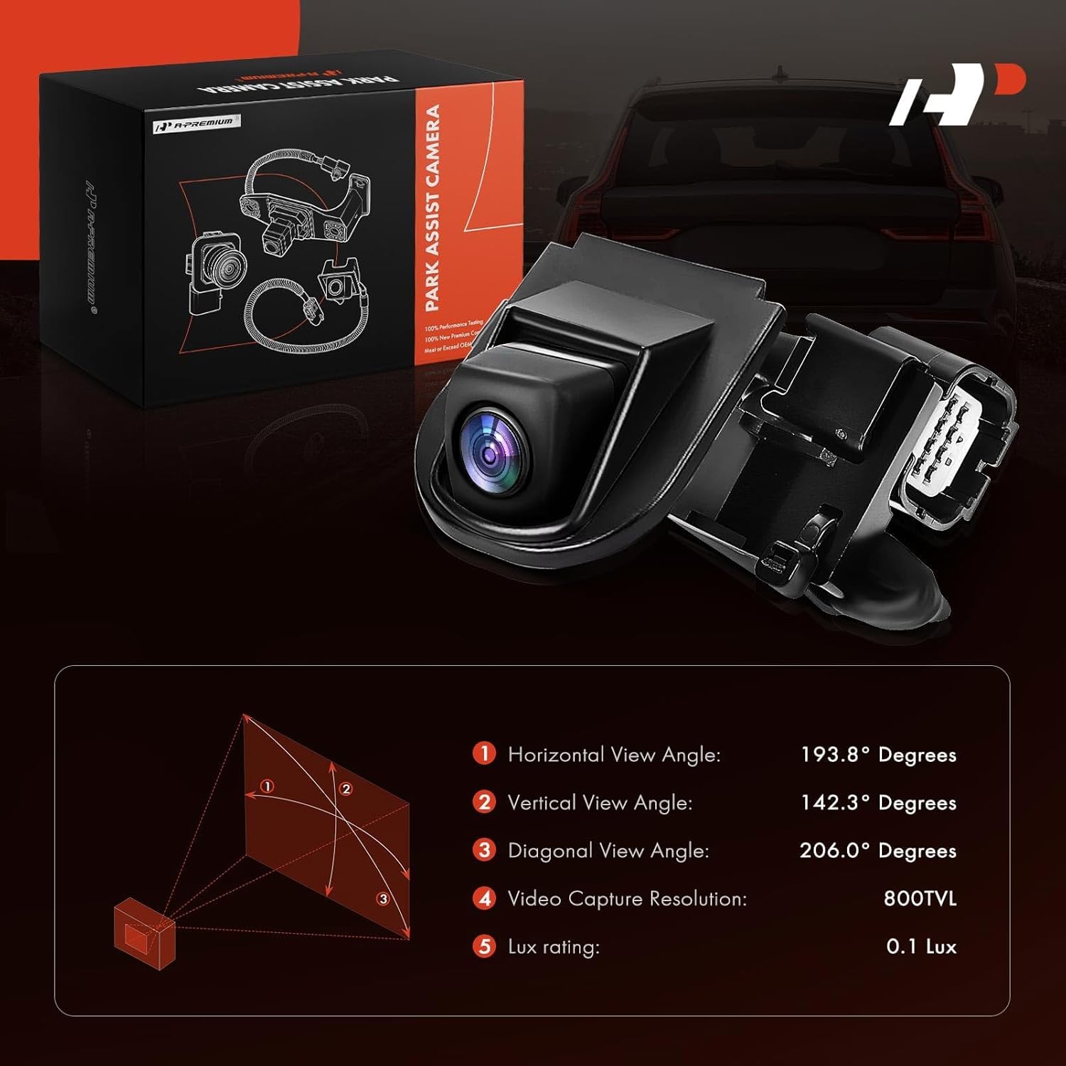 A-Premium Park Assist Camera Rear View Backup Reverse Camera Compatible with Select Honda Models - 2013 2014 2015 Accord Coupe - Replace# 39530-T3L-A01