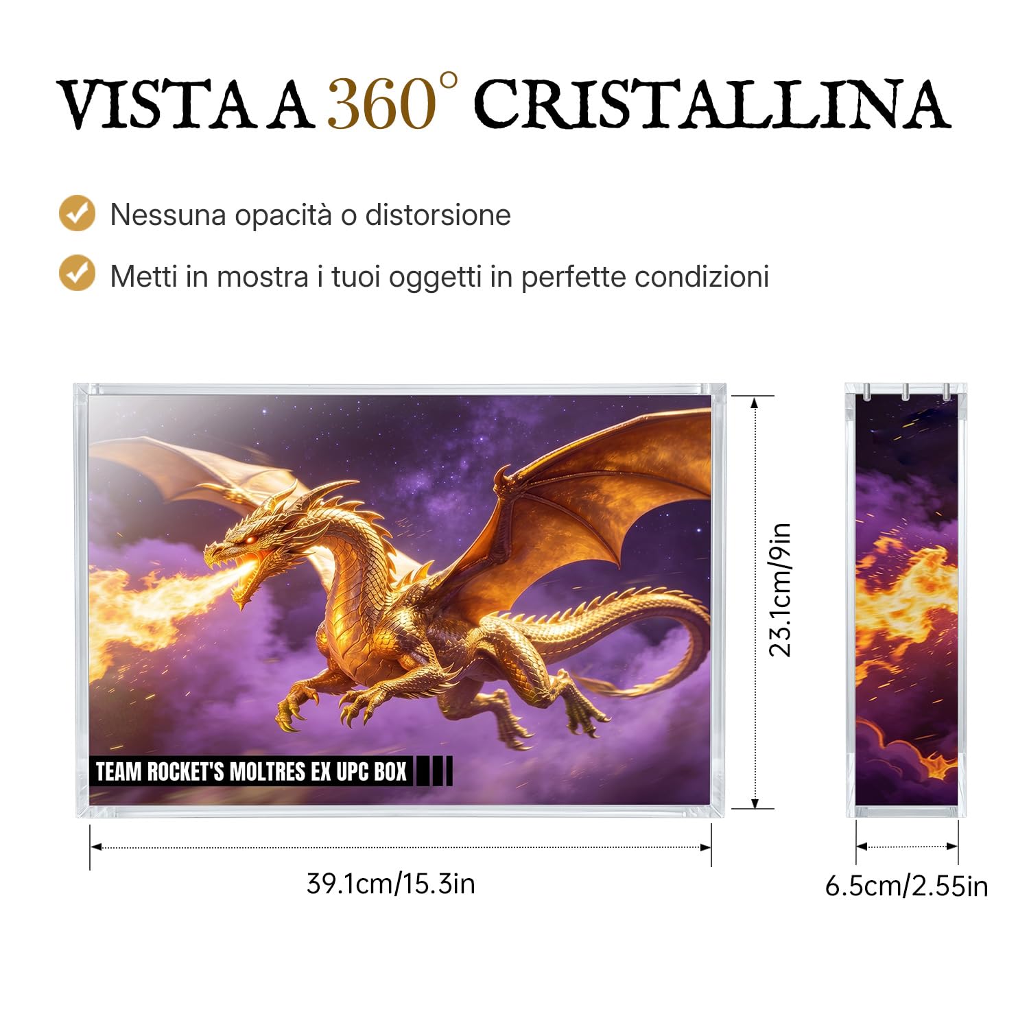 Wigearss Scatola Magnetica Acrilica, Custodia Protettiva per Pokemon Team Rocket's Moltres ex Ultra-Premium Collection