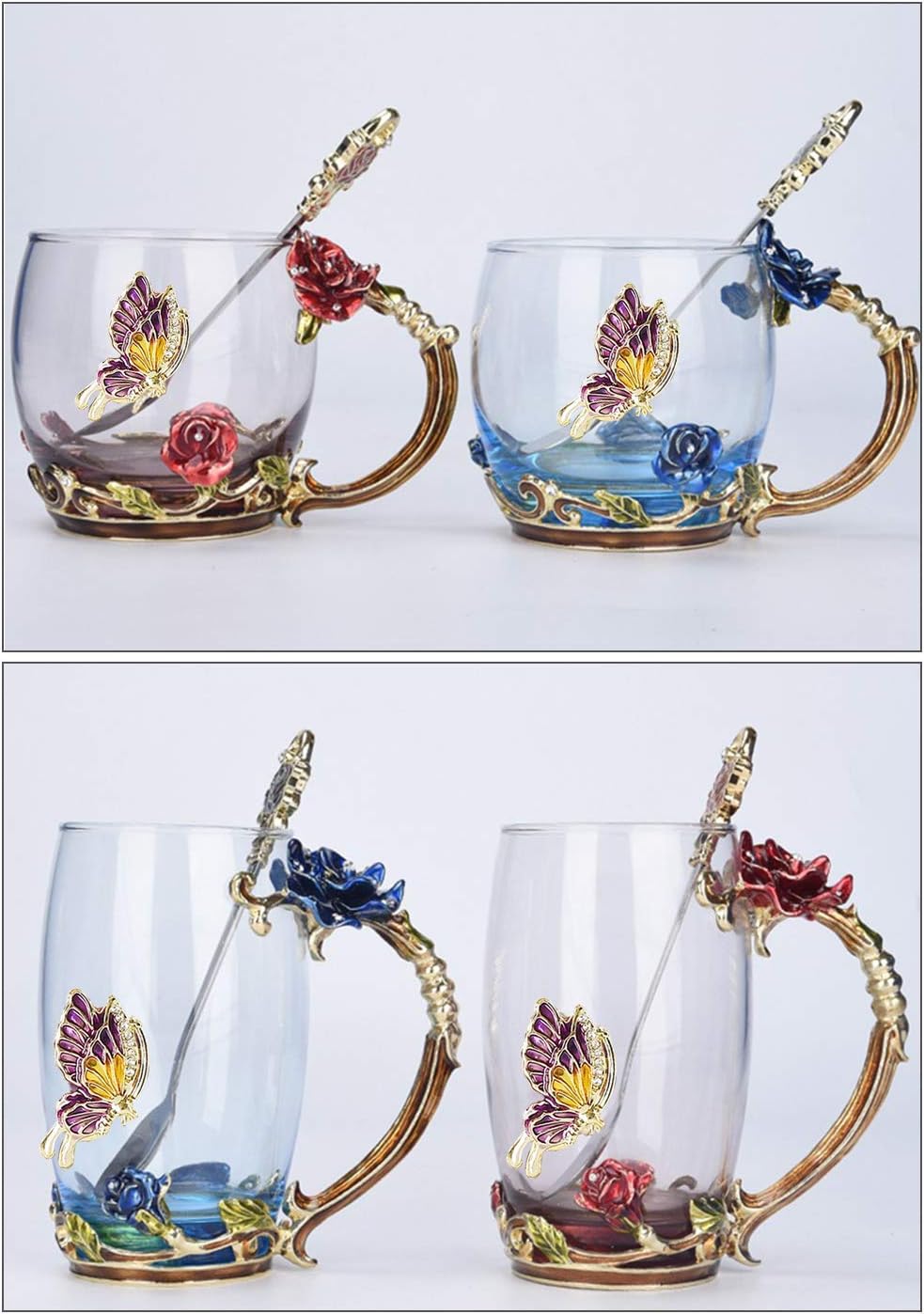 Onе-Dау Sаlе: Uр tо 70% оƒƒ Handicraft Crystal Glass 3D Flower Cups Tea Mug With Tea Spoon Women Coffee, Tea, Juice, Beer, Milk Hot And Cold Drinks Use Gift Package. (Chrysanthemum, 11 OZ)