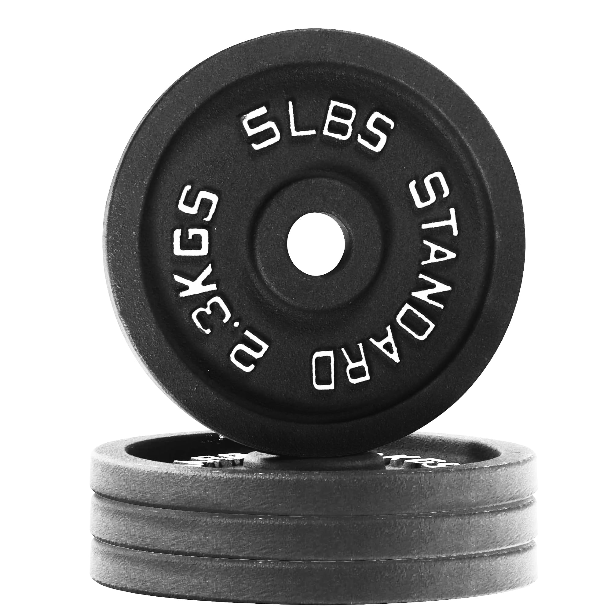 Fitvids Cast Iron 1-Inch Standard Weight Plate for Strength Training & Weightlifting, Multiple Weights Available, 5LB (Set of 4)