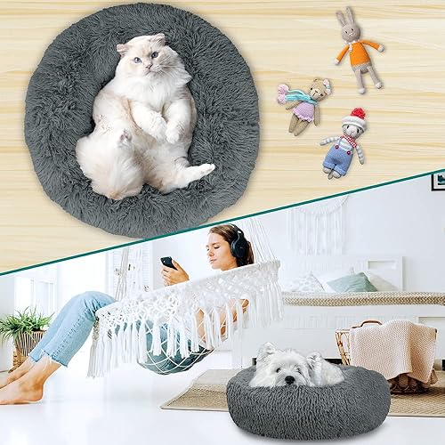 Miniatura 8 de PetAmi Cama pequeña calmante para perros y cachorros, cama redonda lavable para mascotas para gatos y gatitos, cama para perros antiansiedad para