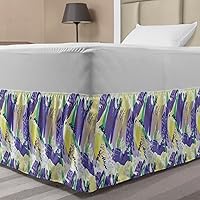 Vista 1 de Ambesonne Abstract Bed Skirt, Brushstroke Pastel Colors Retro Hipster Funky Modern Demonstration, Elastic Bedskirt Dust Ruffle Wrap Around for