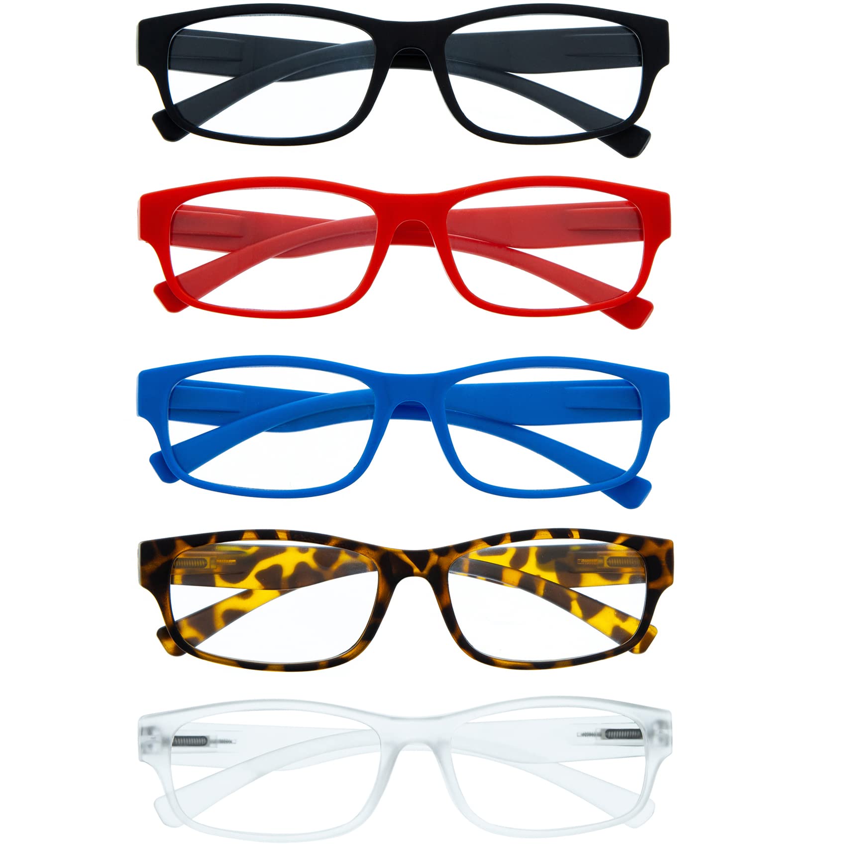 THE READINGS FACTORY Pack 5 Gafas de Lectura Graduadas para Hombre y Mujer. Gafas de Presbicia con Acabado Efecto Mate. 5 Colores y 4 Graduaciones - TREVI