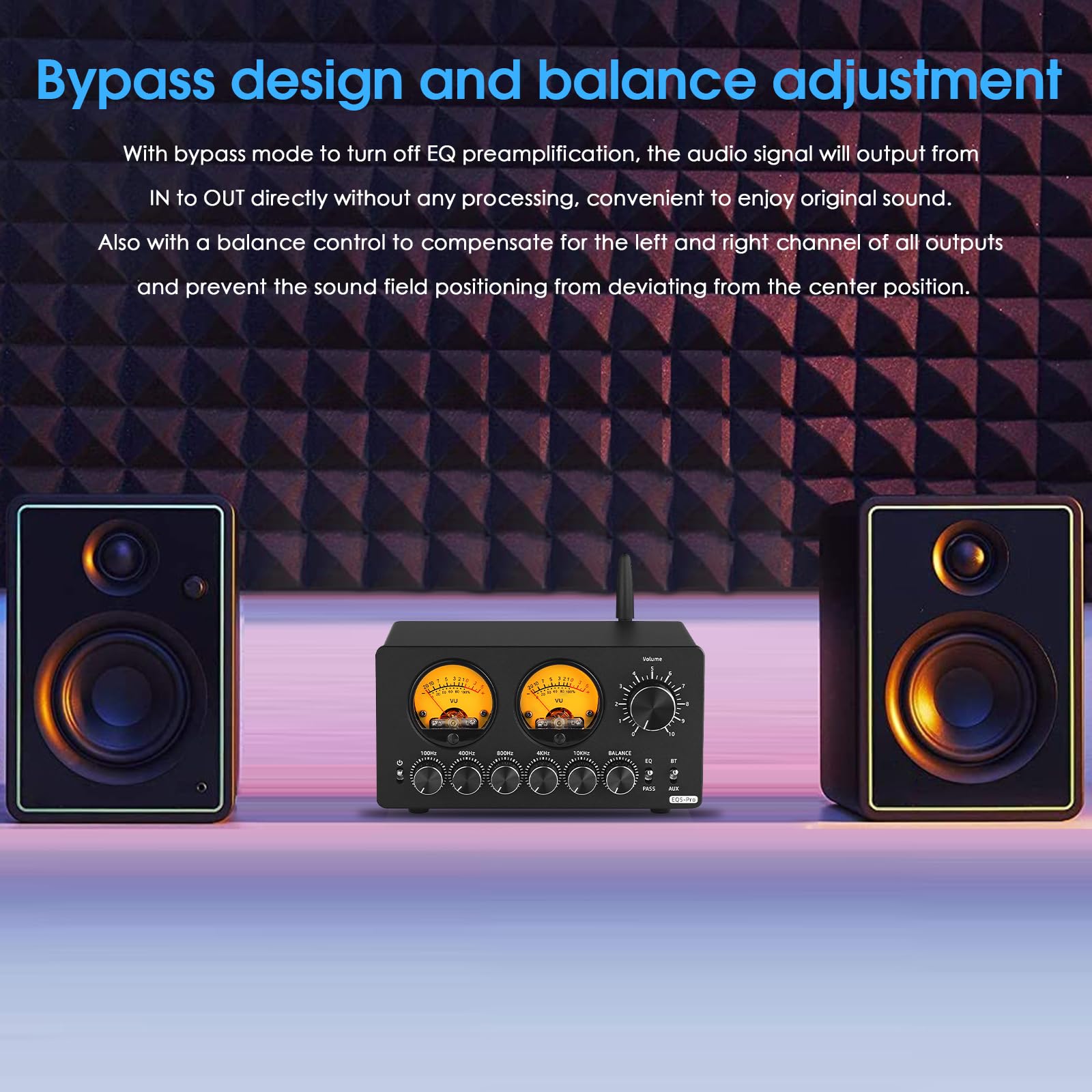 Amazon.co.jp: オーディオプリアンプ、VUメーター付き5バンドEQ