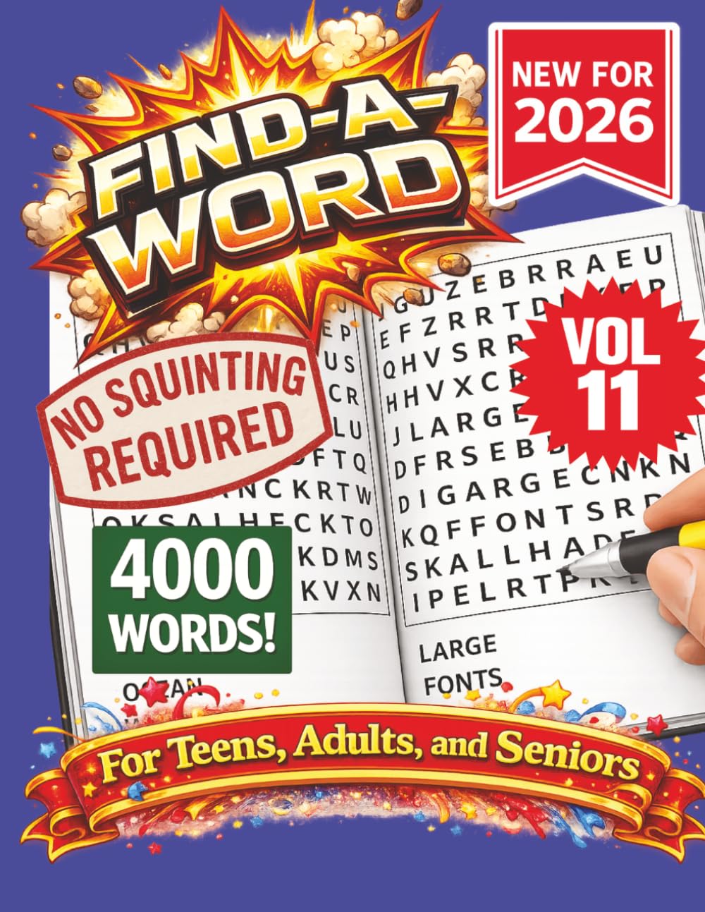 FIND-A-WORD Search Puzzle Book- New for 2026! 4000 Words-NO SQUINTING REQUIRED! VOL 11: FIND-A-WORD Search Puzzle book for all ages. Puzzles to keep ... 8.5x11 Format. (FIND-A-WORD 15 Volume Series)