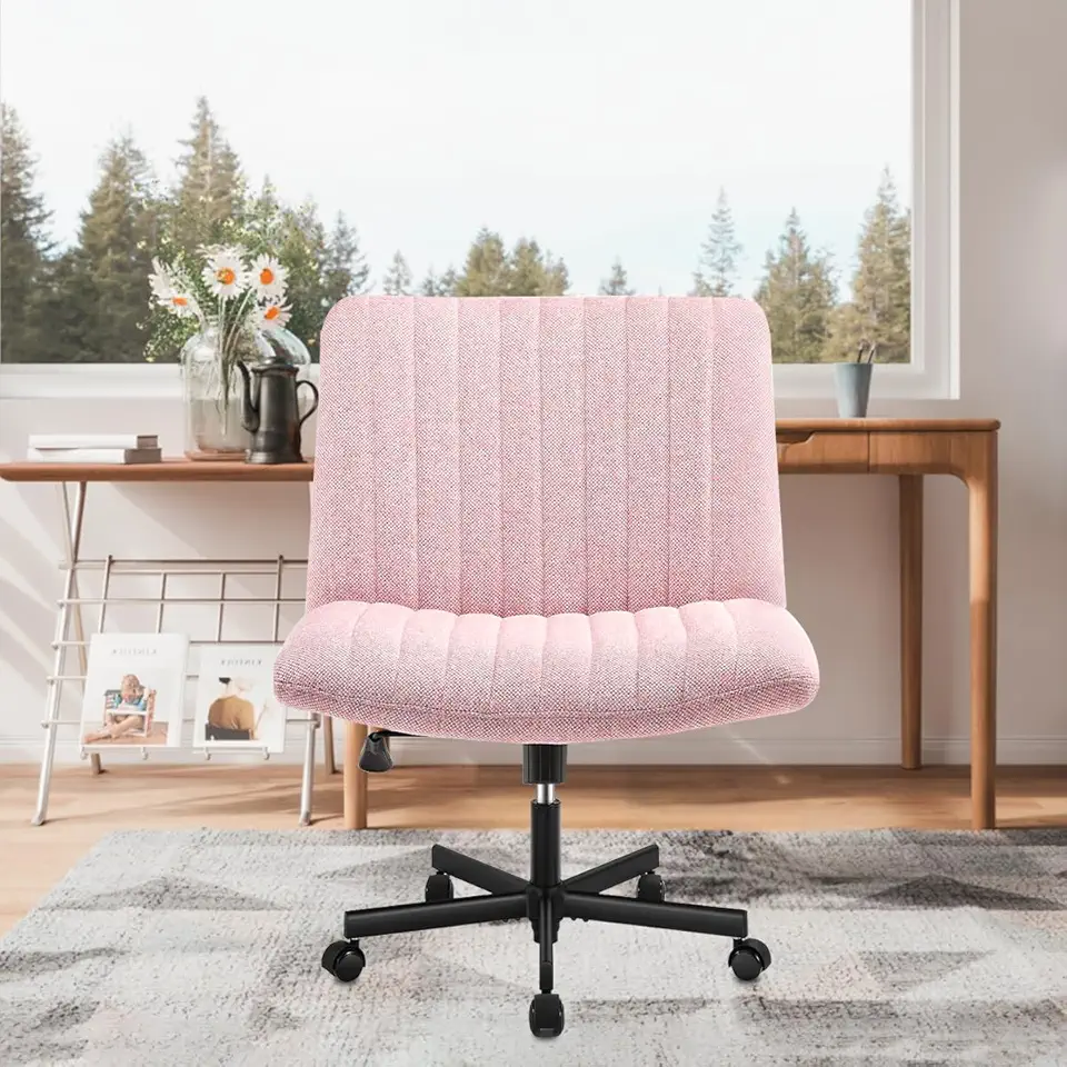 Cadeira de Escritório Python Fly Leisure, Assento Extra Grande e Largo em Tecido (Rosa)