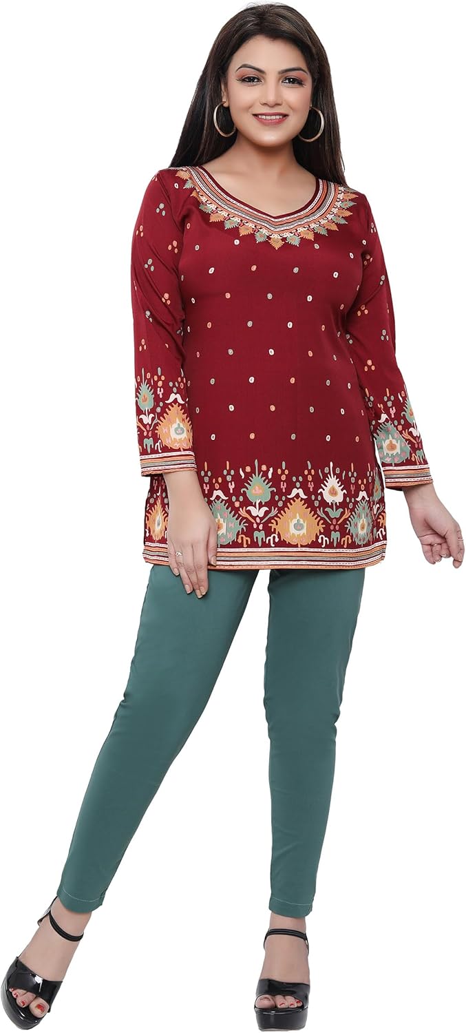 Maple Clothing Short Kurti Indian Tunics Women's Kurta Top India Apparel - Image 4
