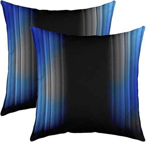 Miniatura 8 de jejeloiu Juego de 2 fundas de almohada geométricas abstractas degradadas, fundas de cojín a rayas azules, negras y rojas para decoración del hogar,