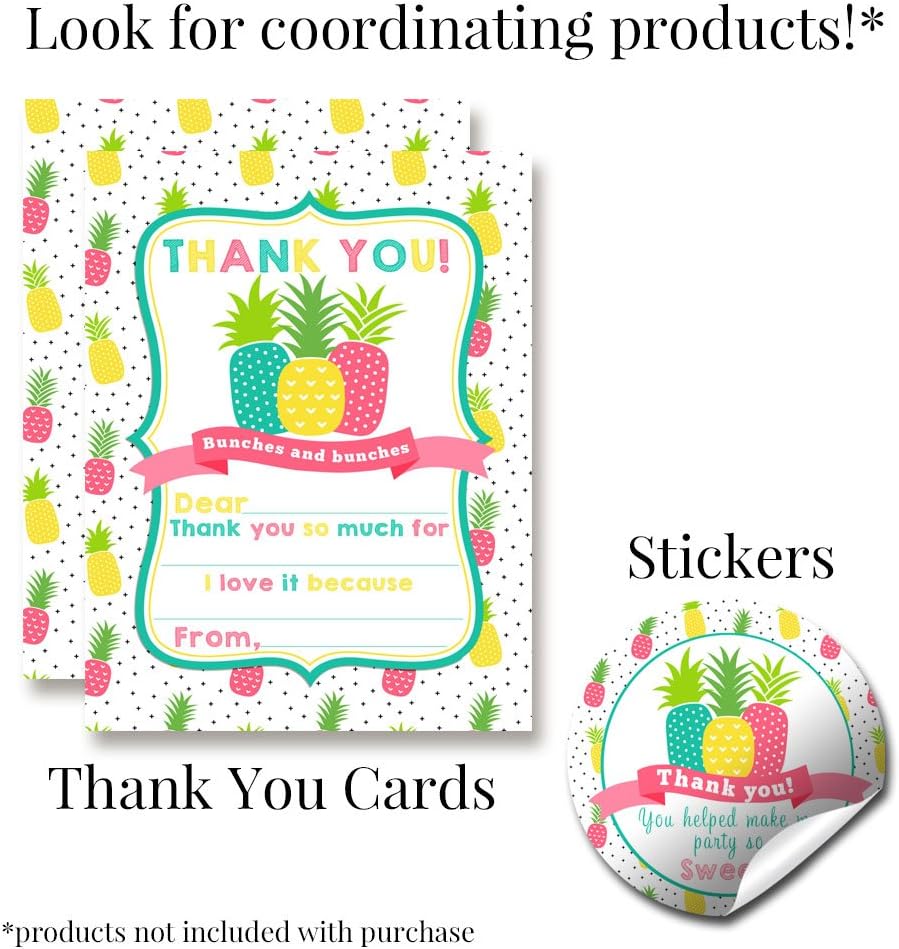 Party Like a Pineapple Birthday Party Invitations, 20 5x7 Fill In Cards with Twenty White Envelopes by AmandaCreation