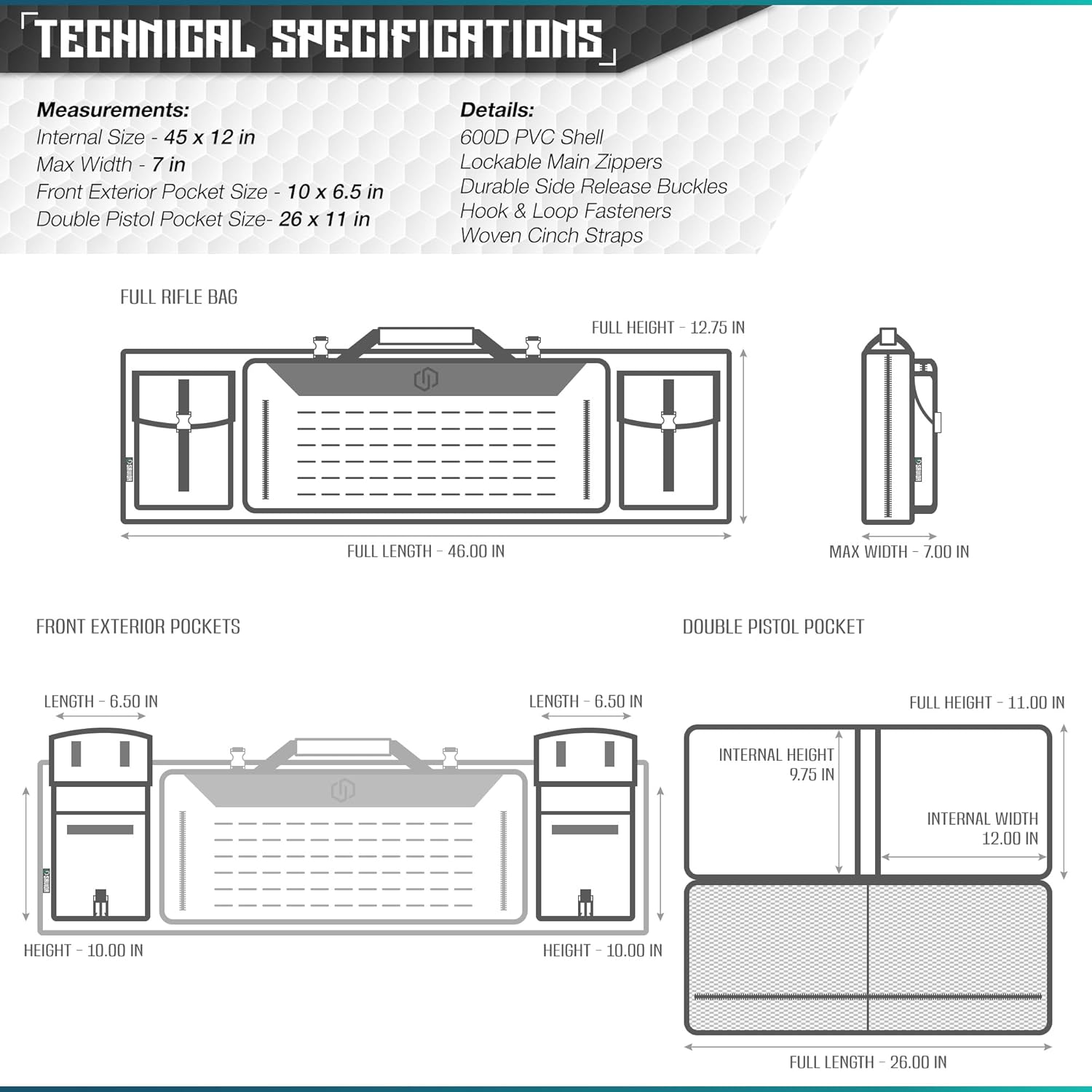 Savior Equipment Urban Warfare Tactical Double Long Gun Bag Case Backpack w/Pistol Handgun Case,46 Inch Flat Dark Earth Tan - Image 8