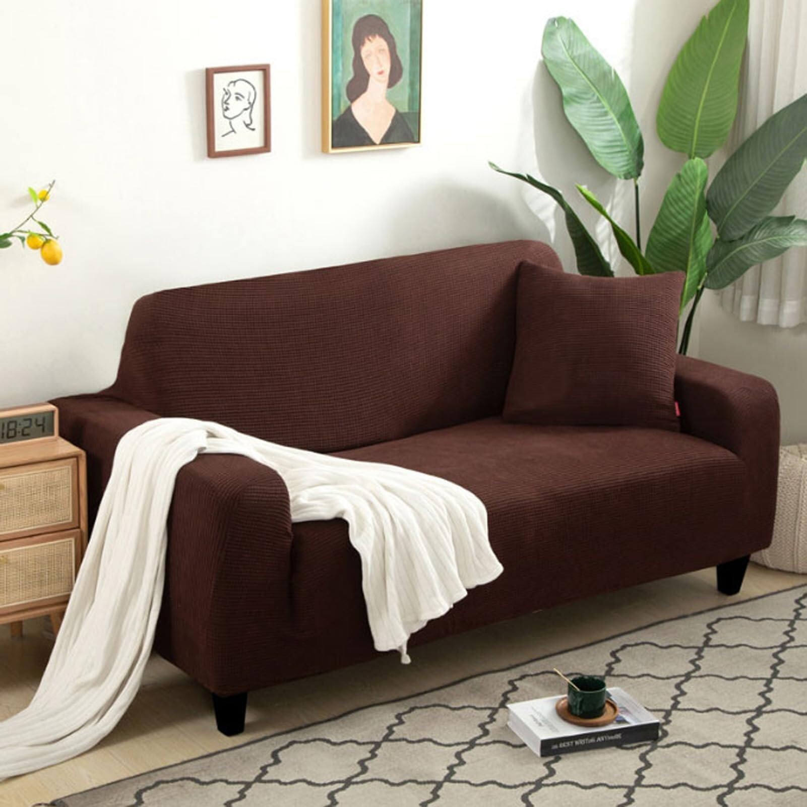 Fundas gruesas for sofá de terciopelo elástica de 1 a 4 plazas con reposabrazos modelo K 145