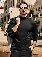 Vista 2 de Camisetas de Cuello Alto Simulado de Moda para Hombre Suéter Pullover de Manga Larga Diseño Básico Camiseta Interior Ajustada Top