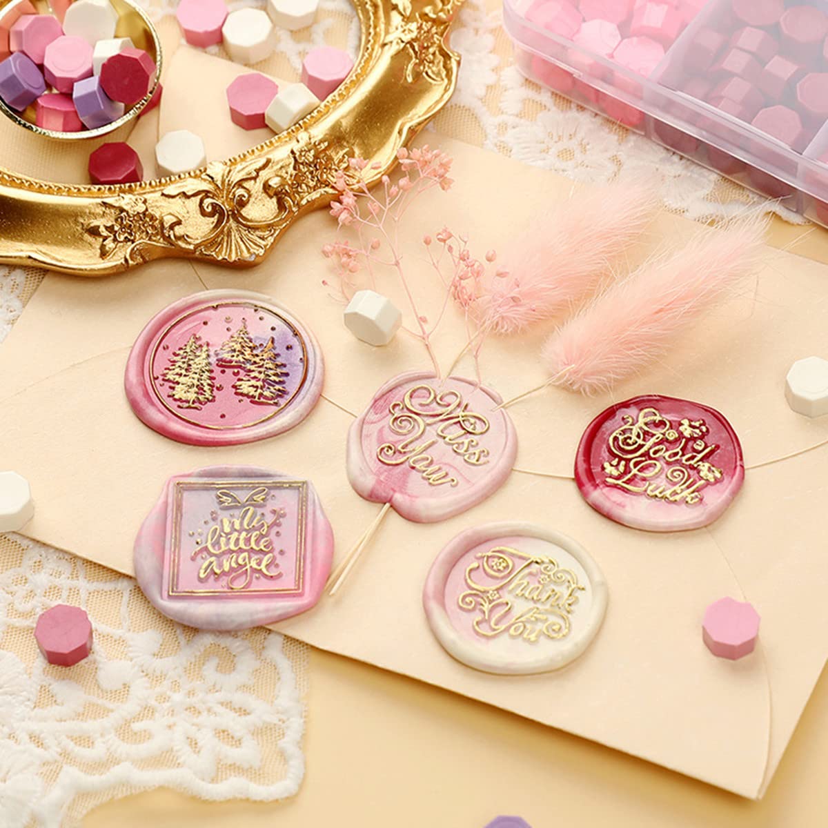 Kit Completo Ceralacca - 600 Perline In 24 Colori, Cucchiaio E Candele Per Sigilli Fai Da Te