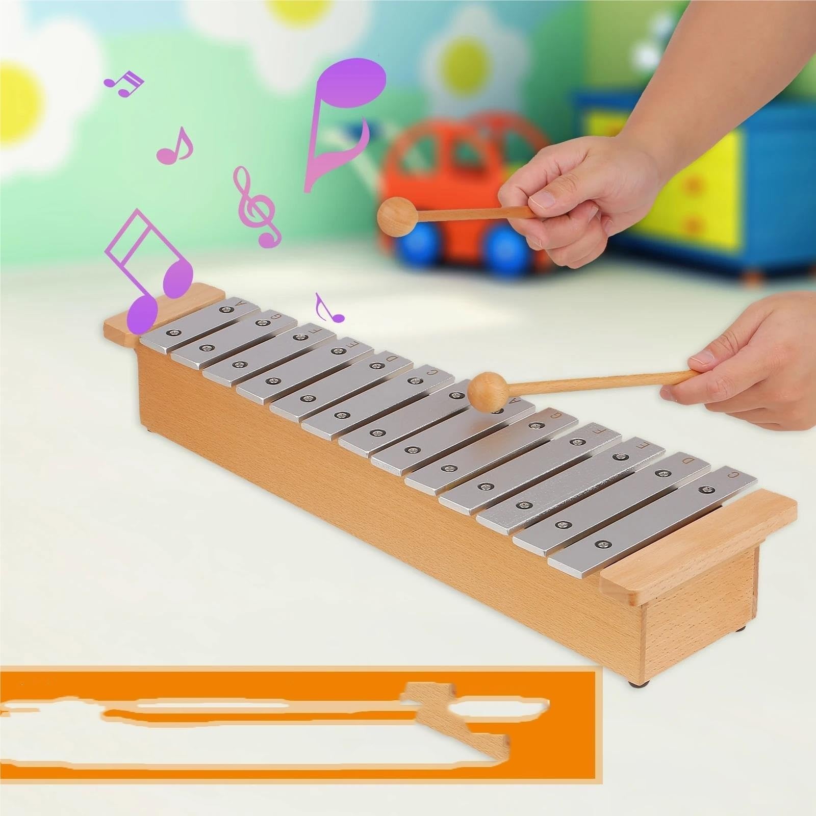 Instrumento Xilófono Xilófono De Piano Portátil De Aluminio Glockenspiel De 13 Notas Con Palos De Madera Instrumento De Percusión