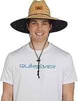 Quiksilver Men's Lifeguard Wide Brim Straw Sun Hat - Breathable UPF Protection, Adjustable Fit for Hiking, Golf, Beach