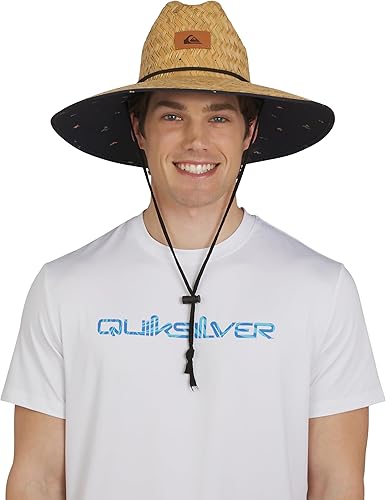 Quiksilver Men's Wide Brim Outdoor Lifeguard Straw Sun Hat, Navy, Large/X-Large