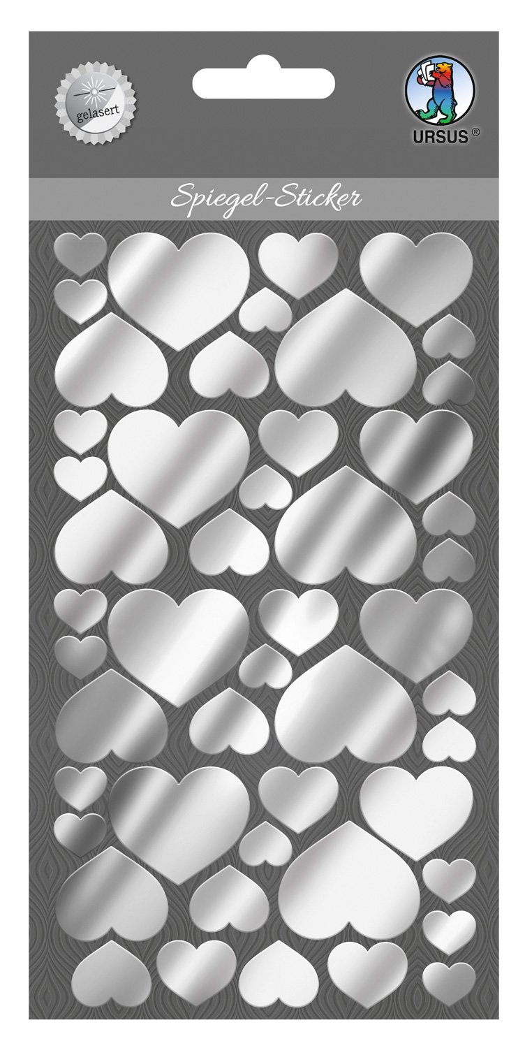 Ursus 75080001 Self Adhesive Reflective Sticker Heart Acrylic Mirror