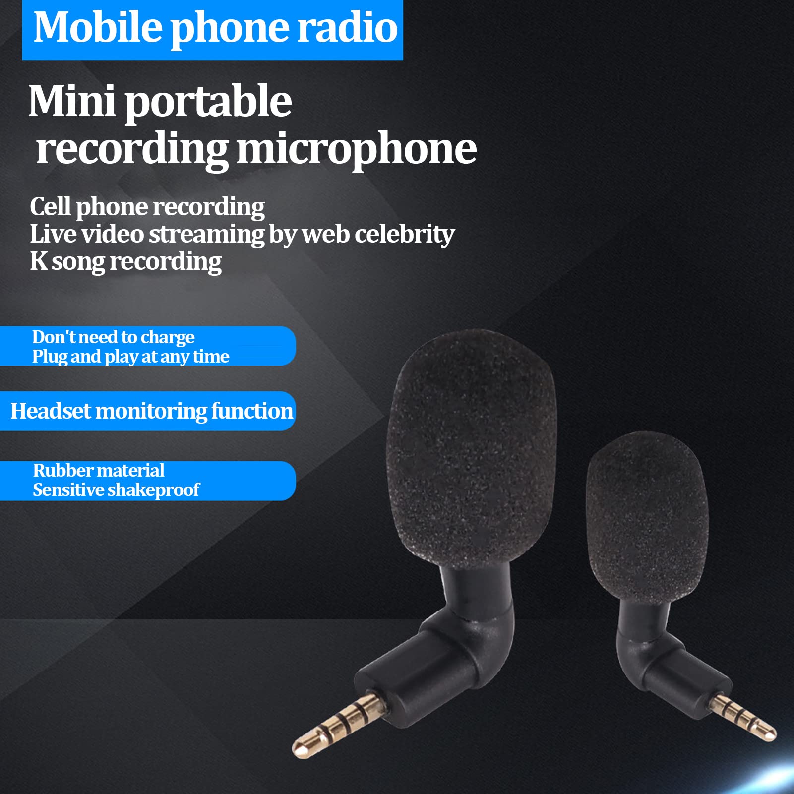 Przenośny mały mikrofon, mini wielokierunkowy mikrofon jack 3,5 mm z radiem przestrzennym 360°, odpowiedni do standardowego zestawu słuchawkowego TRRS CTIA 3,5 mm