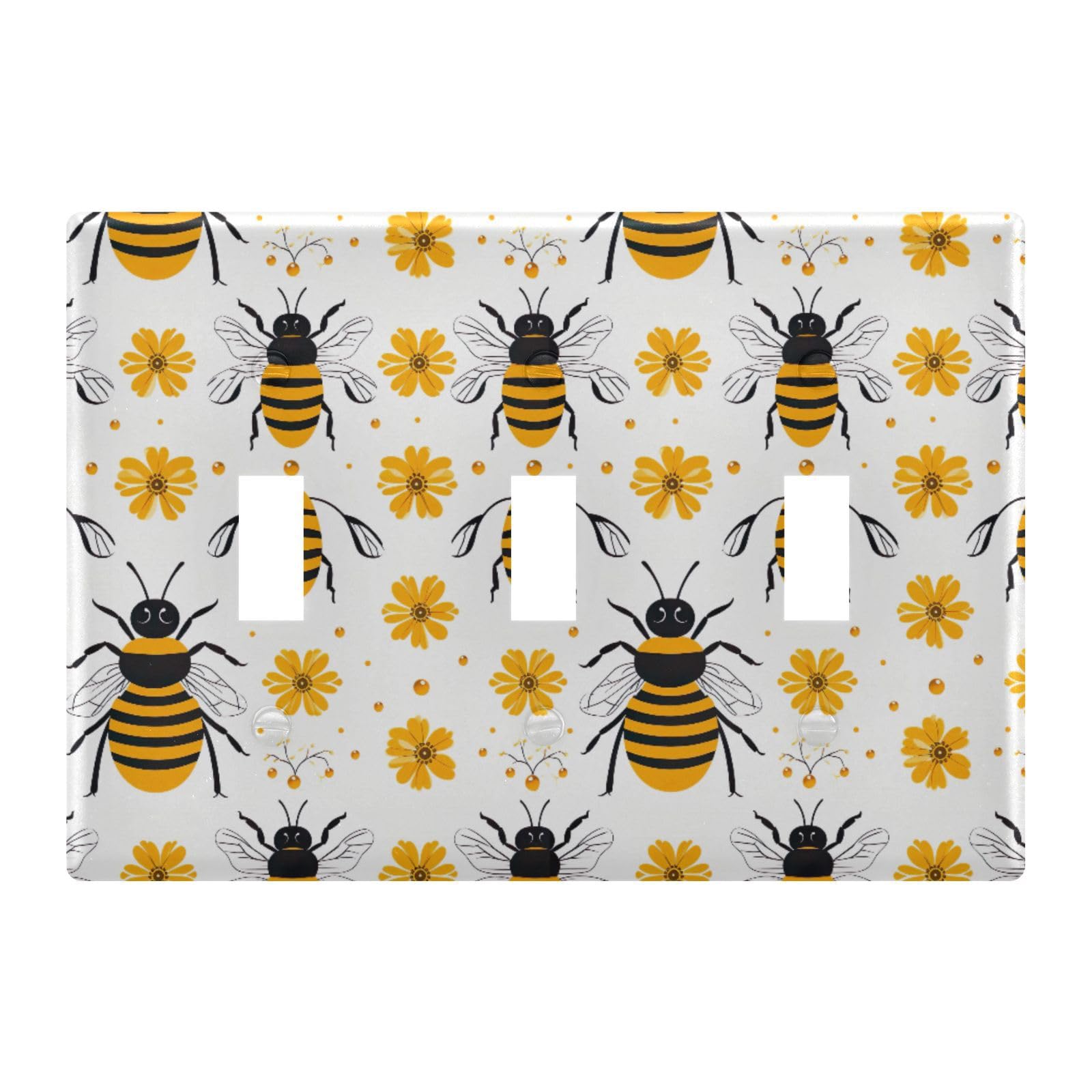 Light Switch Cover Cute Bee Wall Plates for Electrical Outlets 3 Gang 202a8832
