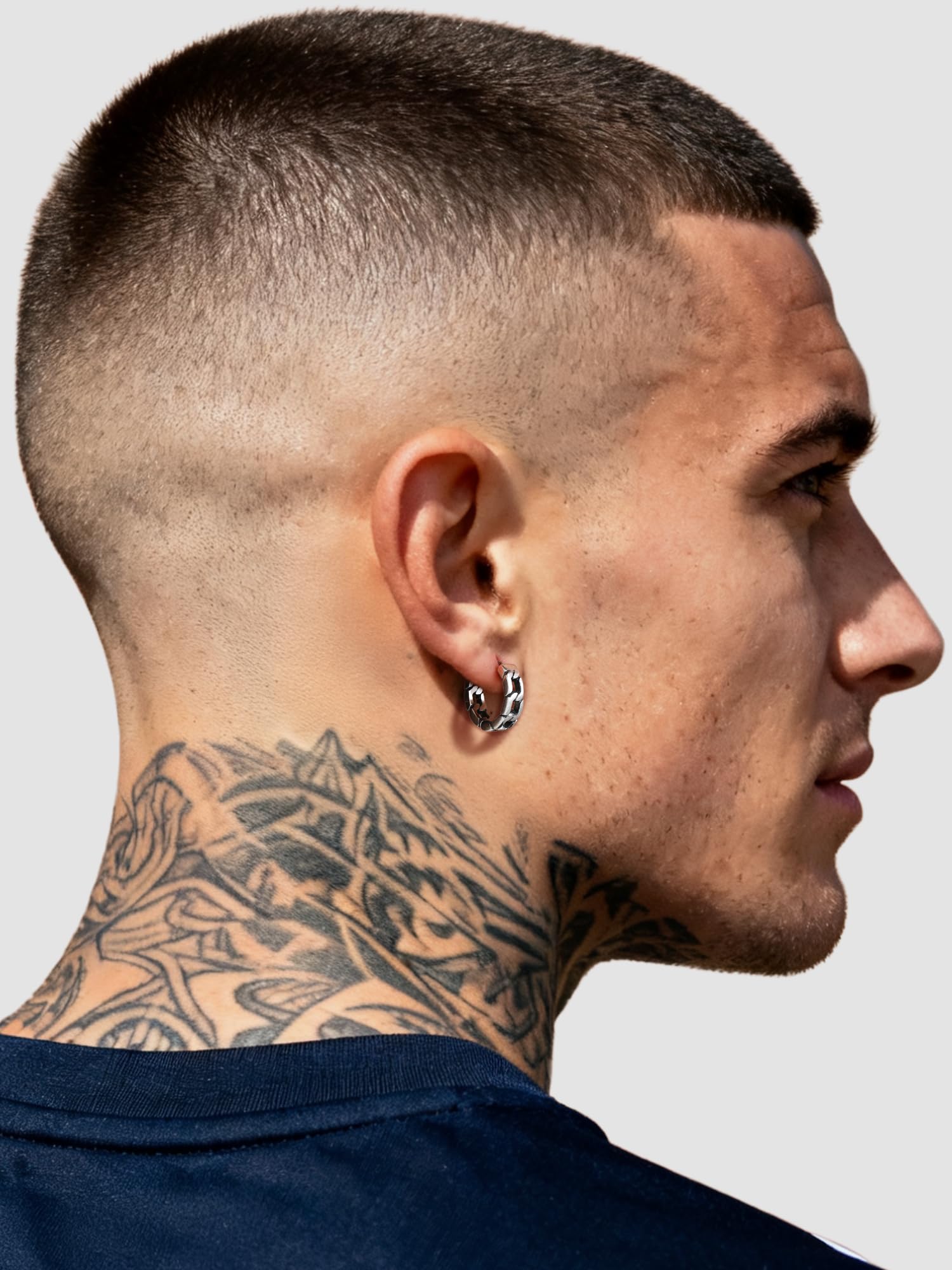 Chunky Hoop Earrings for Men Women, Skull/Infinity Pattern, Spike/Cuban Links 4 Design Options, Black/18K Gold Plated 316L Stainless Steel, Lightweight Earrings, Come Gift Box