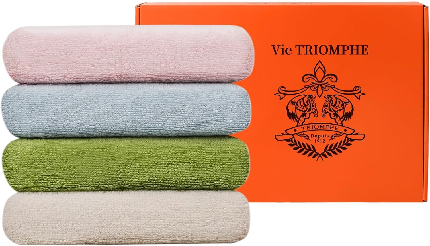 Vie Triomphe Hand Towel Set 4 Pack 13x31 Inch Zero Twist Cotton Towels for Bathroom Blue Green Pink Purple Colorful Set, Compact Lightweight Super Soft Absorbent Quick Dry for Gym Travel Small Space